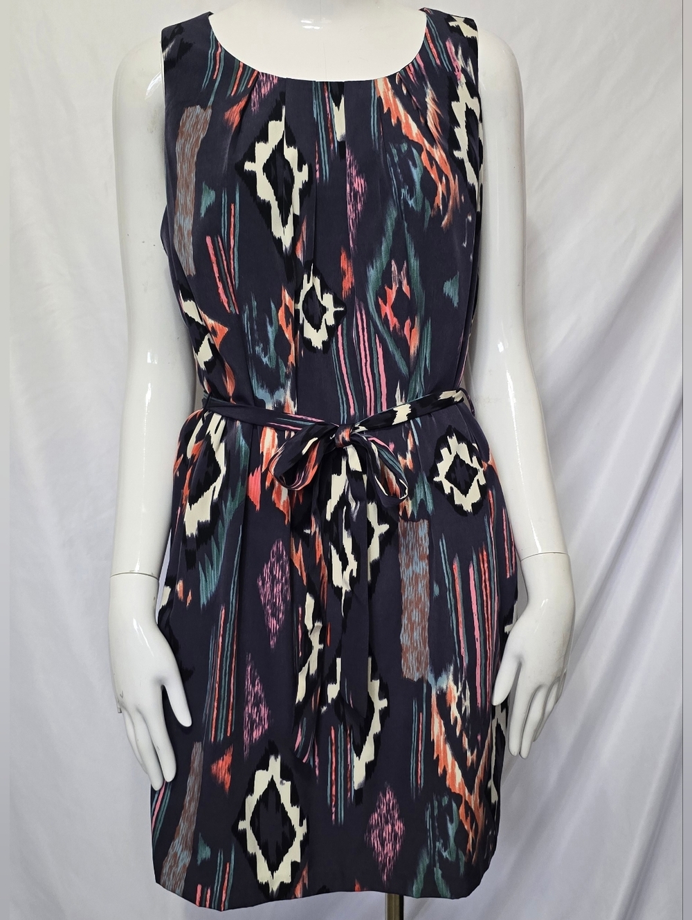 Love 21 Abstract Aztec Ikat Print Sleeveless Shift Dress Mini Boho Belted